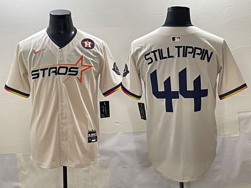 Men 2025 Houston Astros #44 Still Tippin Cream Three generations Joint Name Nike MLB Jersey style 5->houston astros->MLB Jersey